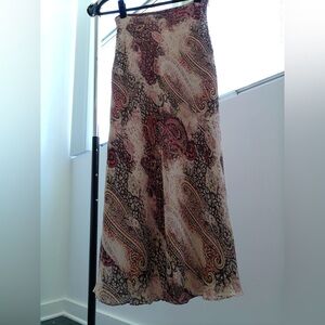 Brooks Brothers Red and Cream Paisley Maxi Skirt